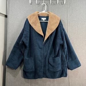 Koolaburra UGG Sherpa Fleece Shawl Collar Cardigan Blue Navy Color Size L